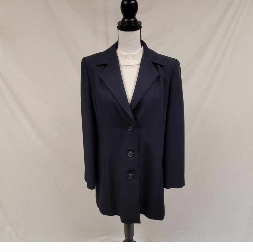 LINDA ALLARD ELLEN TRACY Women's Blue Wool Blazer Size 4
